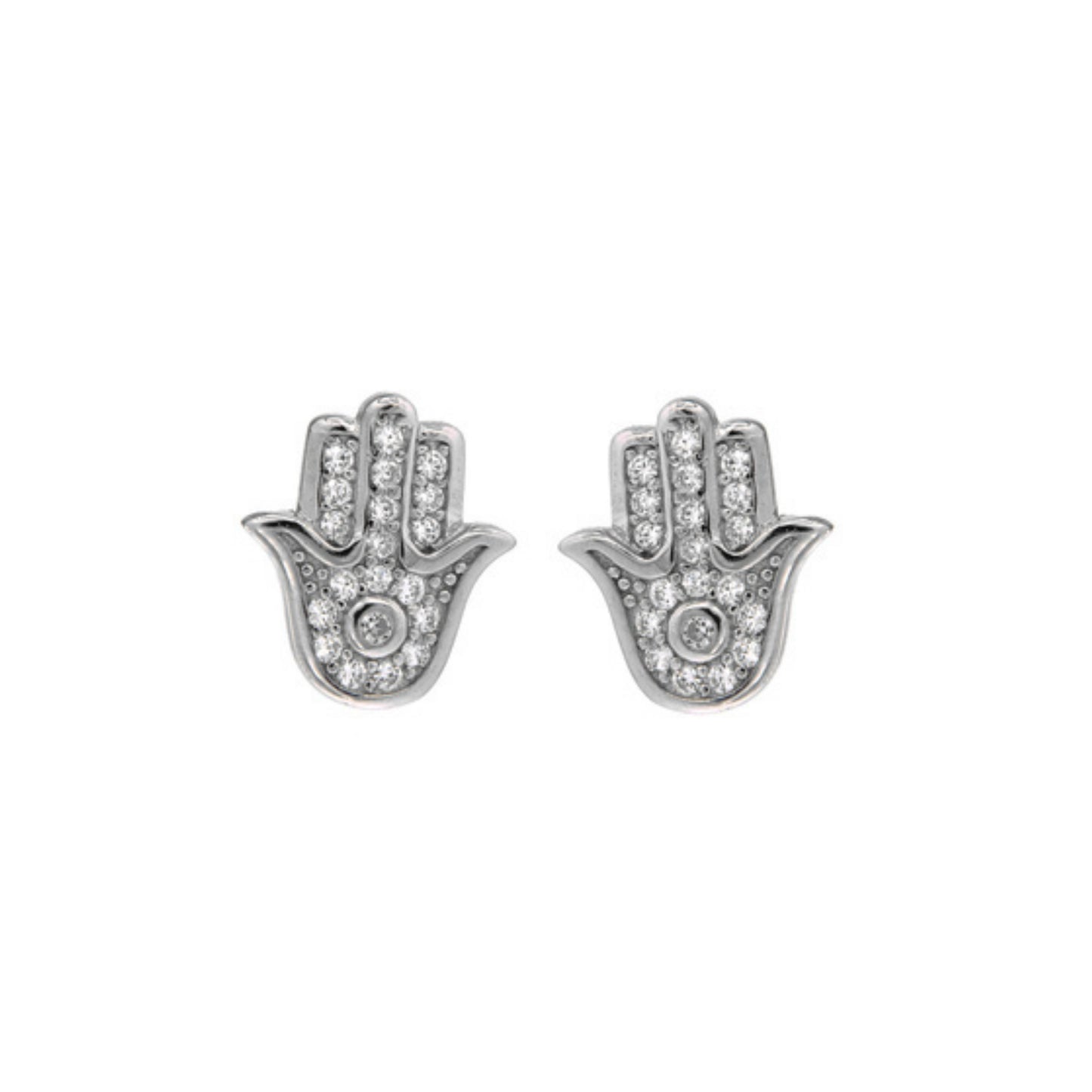 Buddha Hand Stud Earrings in Silver