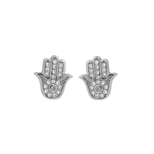 Buddha Hand Stud Earrings in Silver