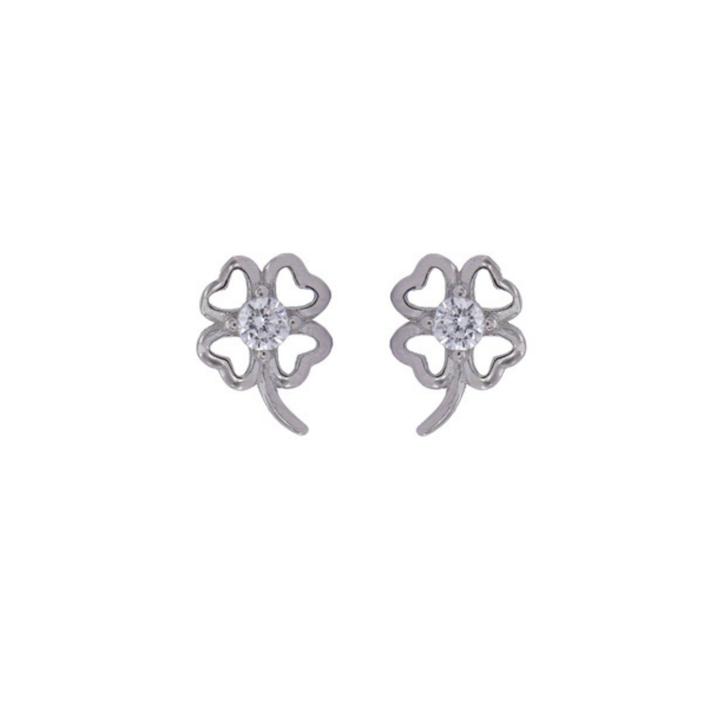 Clover Pressure Earrings in Silver