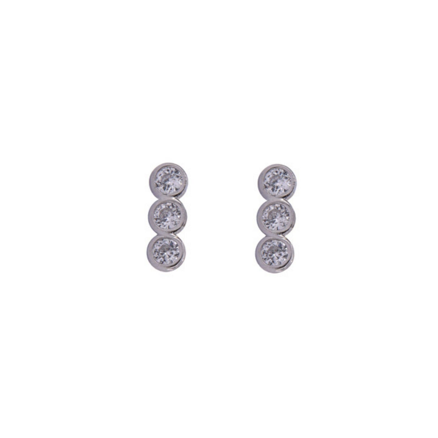 Teardrop pressure earrings in silver and gold plated silver, decorated with small white zircons