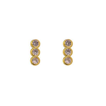 Teardrop pressure earrings in silver and gold plated silver, decorated with small white zircons