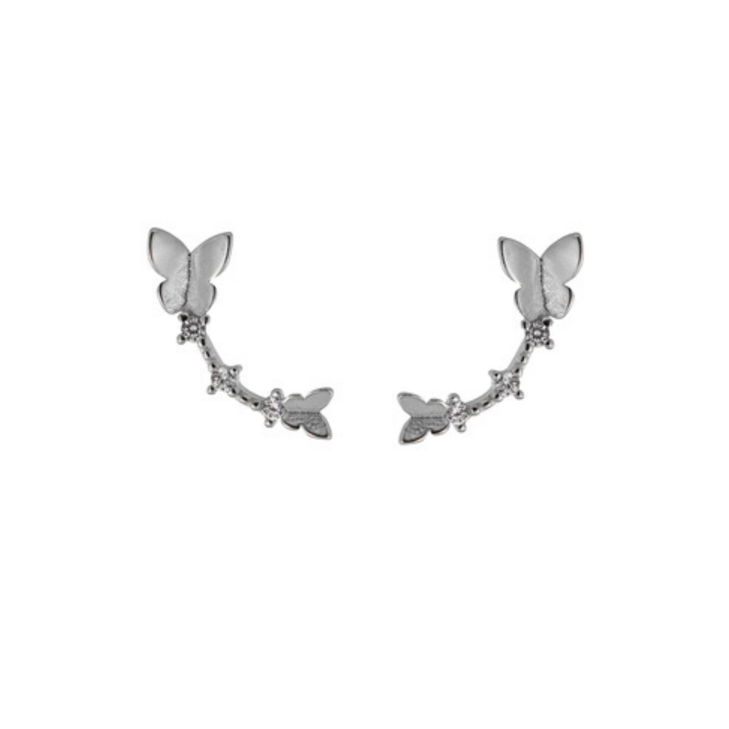 Butterfly Pressure Earrings in silver and gold plated silver