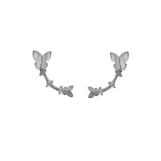 Butterfly Pressure Earrings in silver and gold plated silver