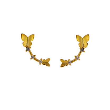 Butterfly Pressure Earrings in silver and gold plated silver