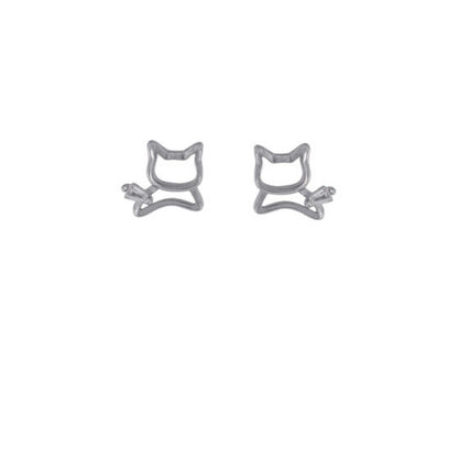 Butterfly Cat Stud Earrings in Silver and Gold Plated Silver