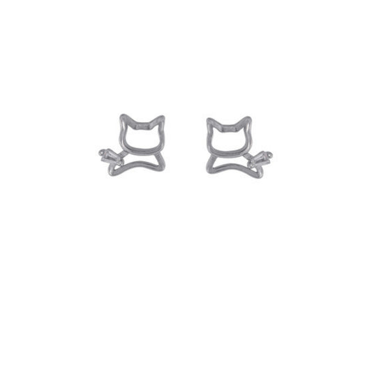 Butterfly Cat Stud Earrings in Silver and Gold Plated Silver