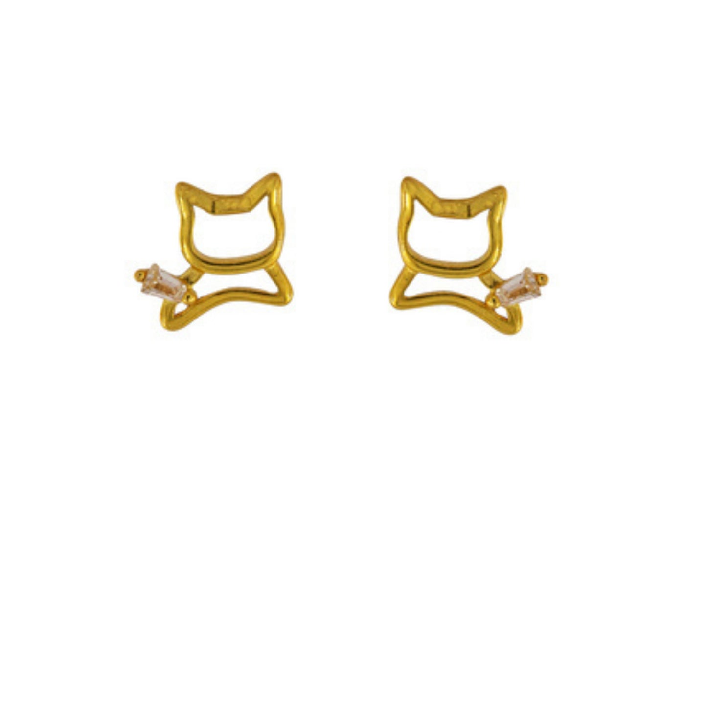 Butterfly Cat Stud Earrings in Silver and Gold Plated Silver