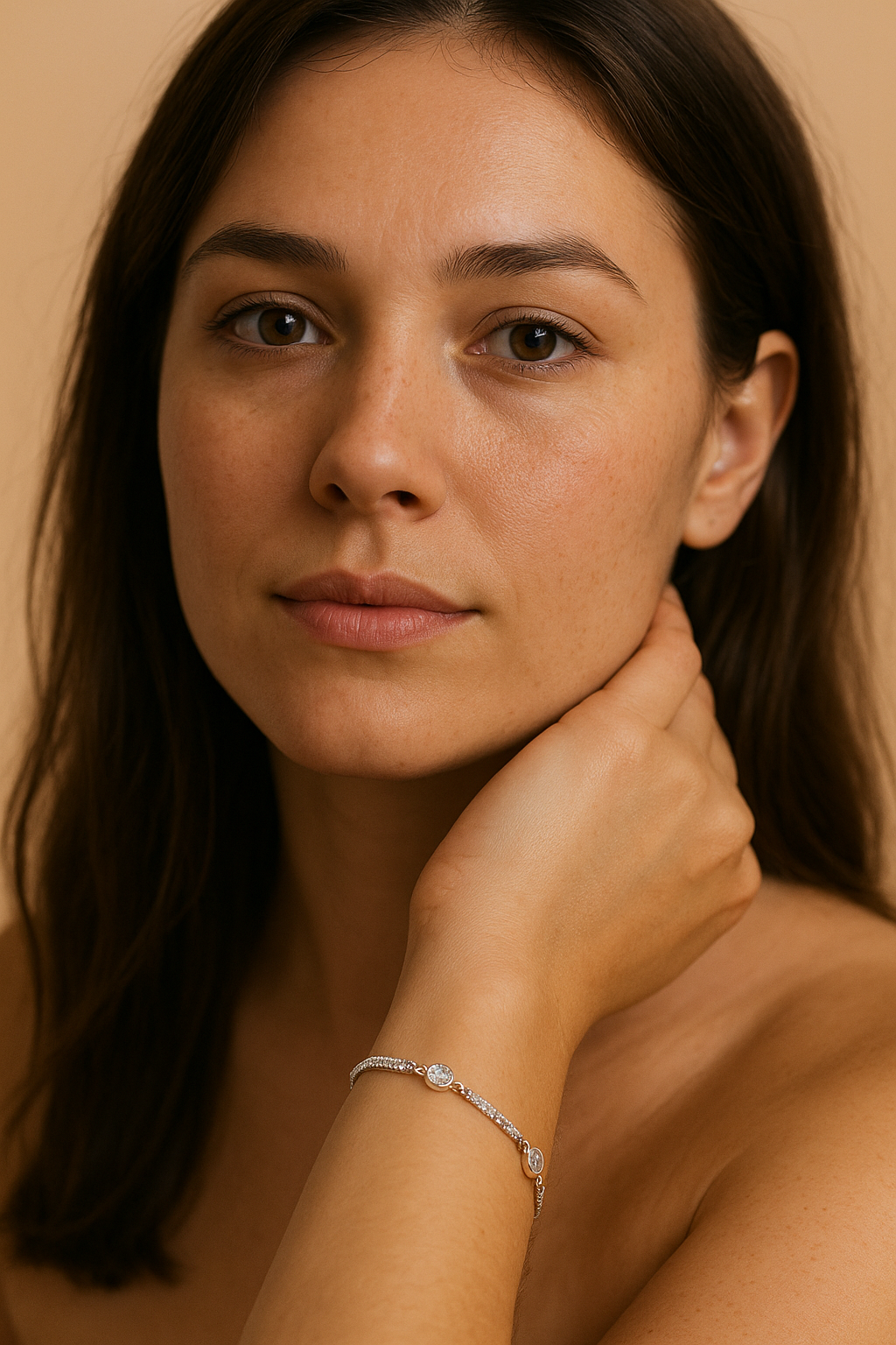 Silver bracelet with white zircons