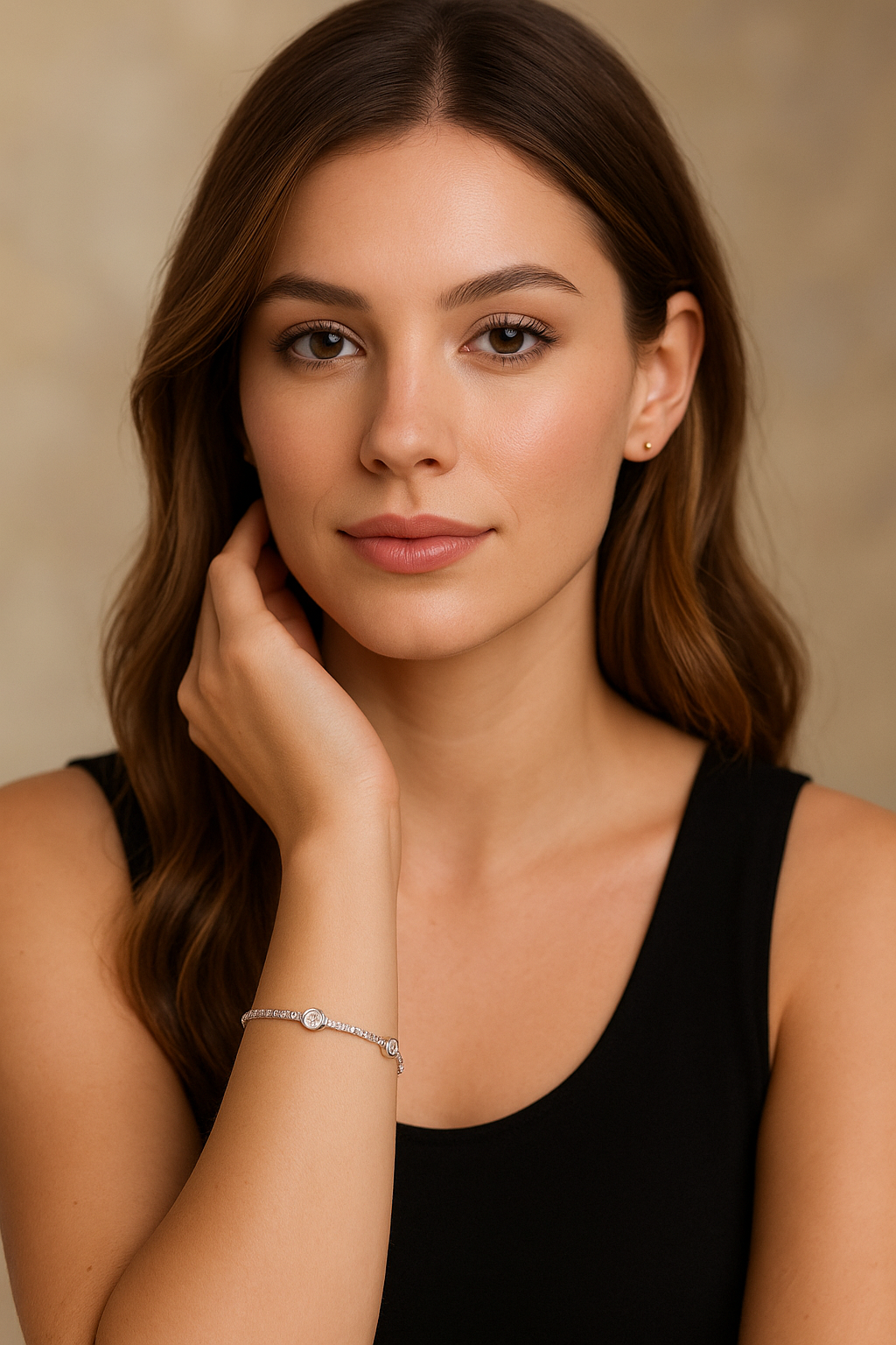 Silver bracelet with white zircons
