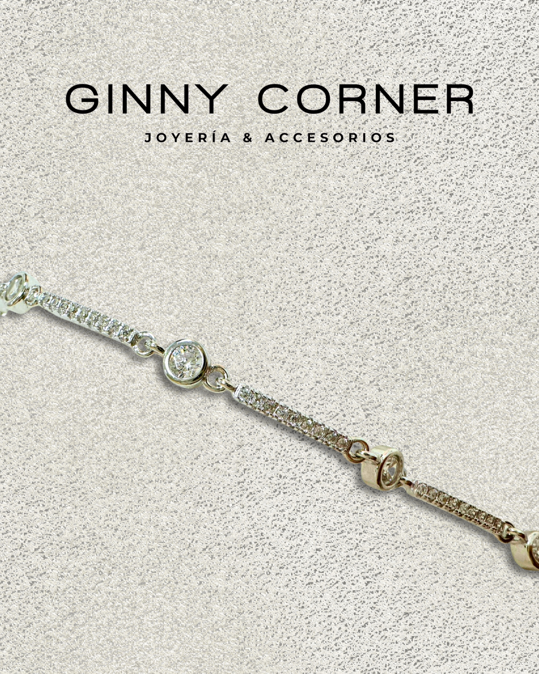 Silver bracelet with white zircons