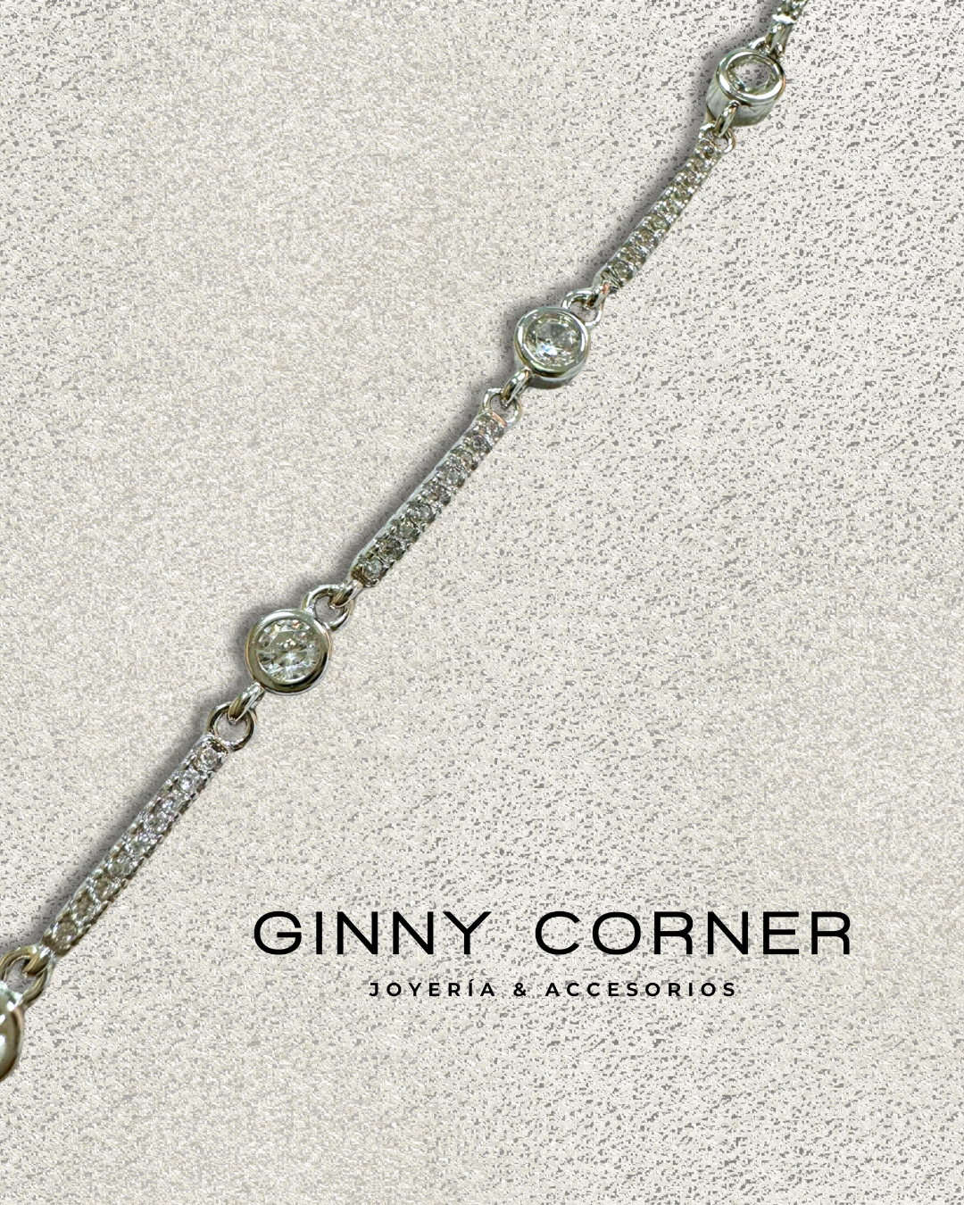 Silver bracelet with white zircons