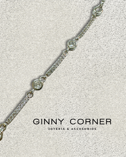 Silver bracelet with white zircons
