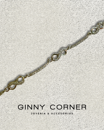Infinity bracelet in silver with white zircons