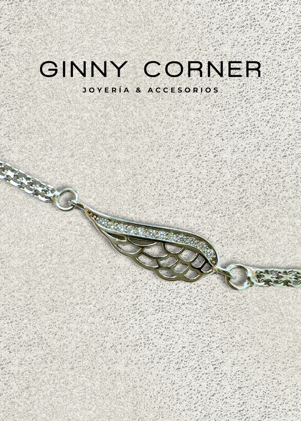 Silver Wing Bracelet with White Zirconia