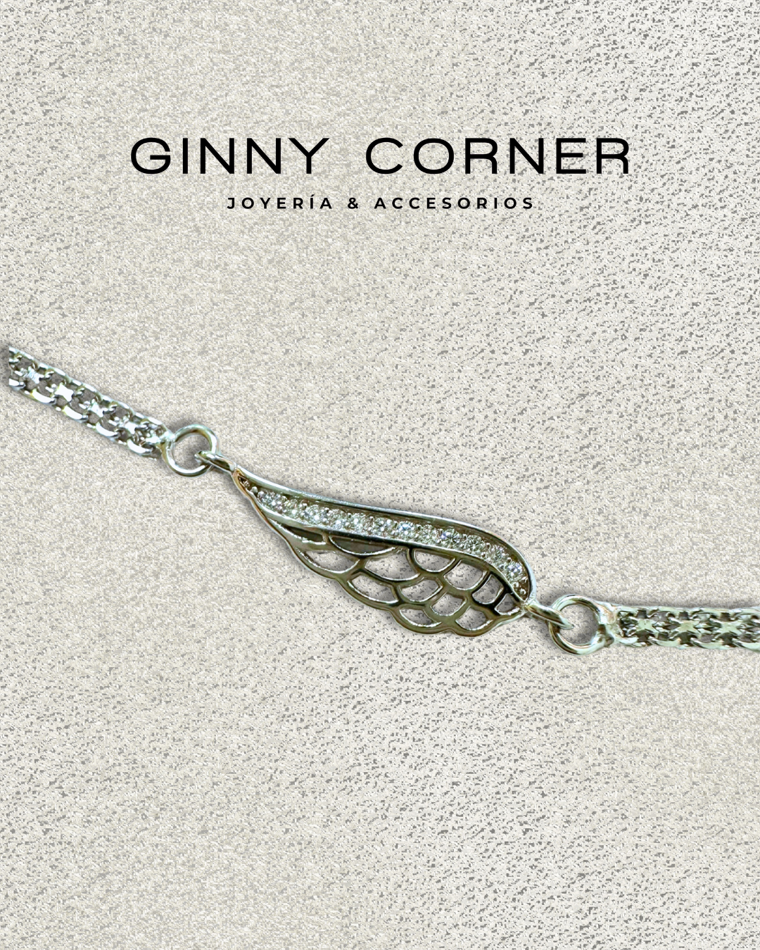Silver Wing Bracelet with White Zirconia