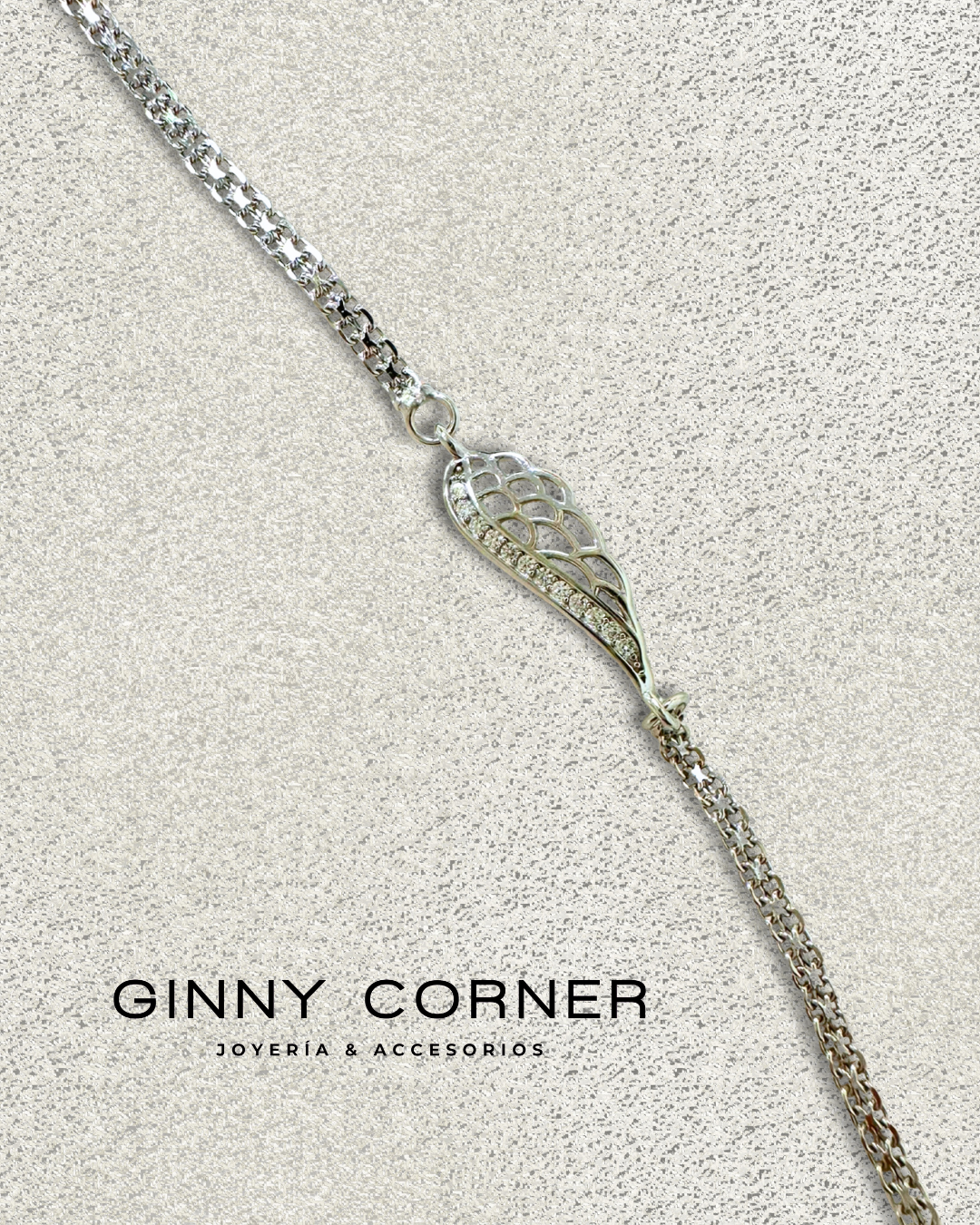 Silver Wing Bracelet with White Zirconia
