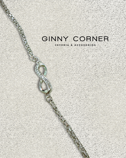 Infinity bracelet in silver with white zircons