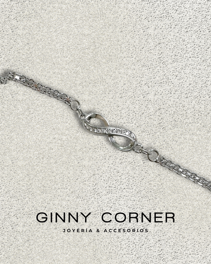 Infinity bracelet in silver with white zircons