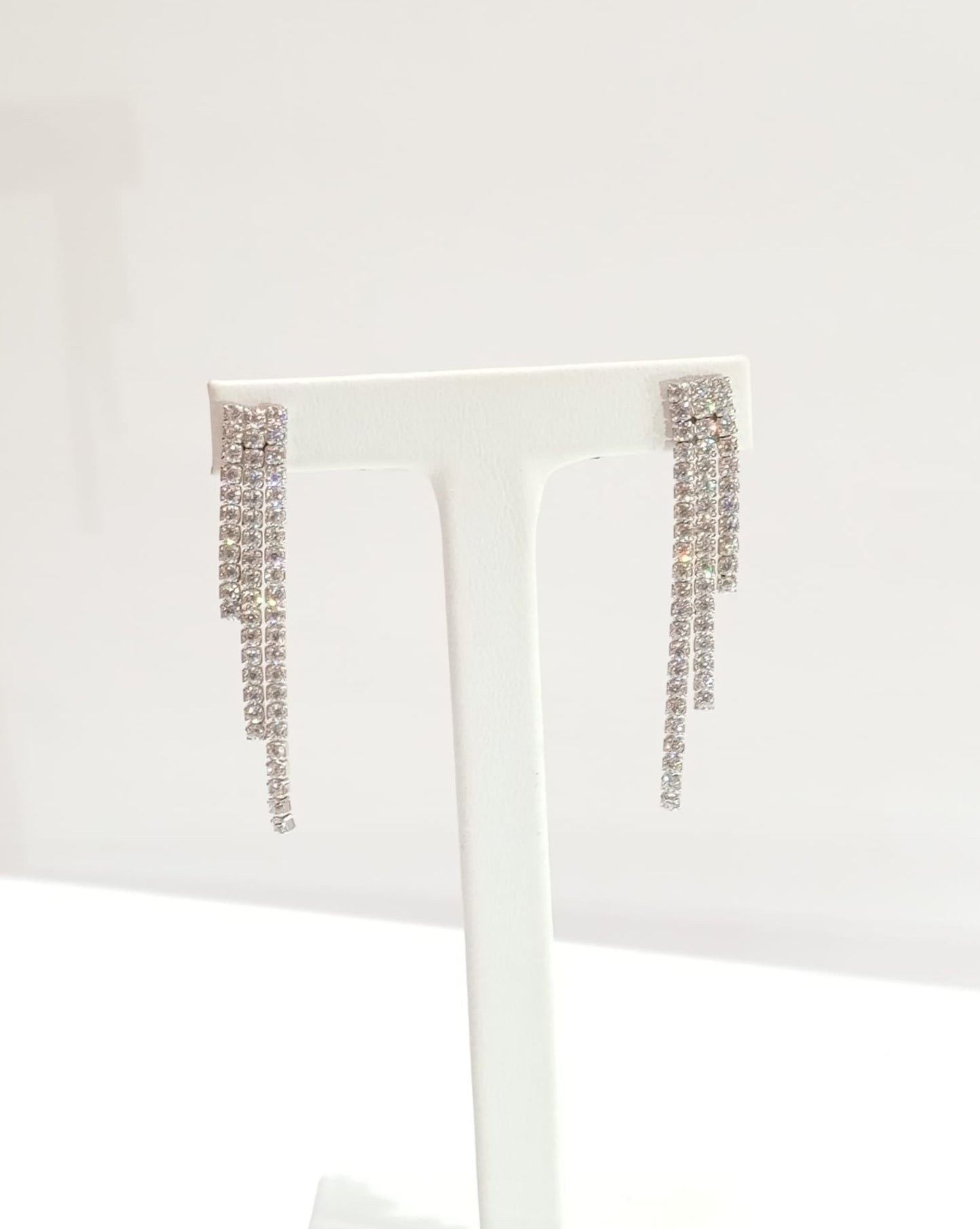 Channel style party earrings in sterling silver and Swarovski jewelry