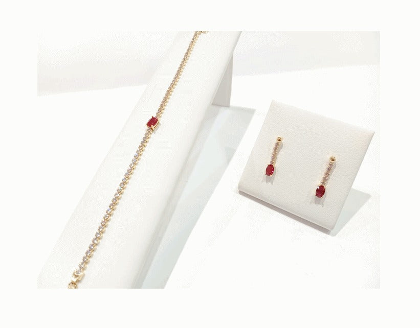 Pendant and earrings jewelry set in sterling silver and 18K gold plated and Swarovski inlays