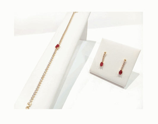 Pendant and earrings jewelry set in sterling silver and 18K gold plated and Swarovski inlays